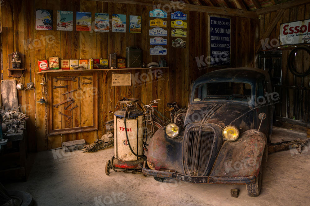 Kate Retro Auto Repair Shop Backdrop Designed by Chain Photography - Kate Backdrop AU