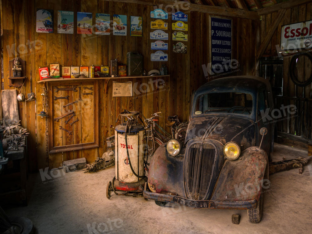 Kate Retro Auto Repair Shop Backdrop Designed by Chain Photography
