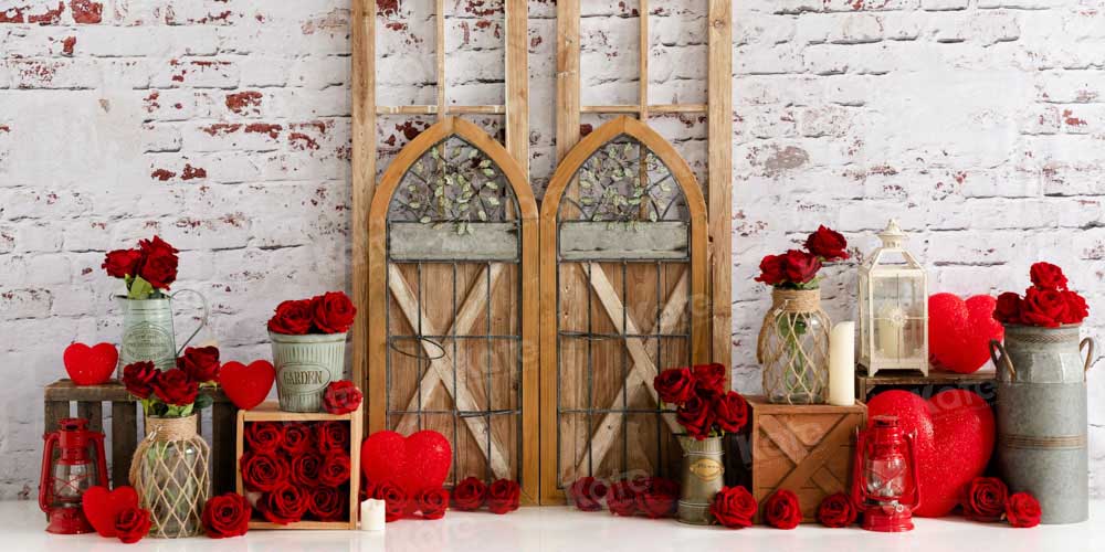 Kate Valentine's Day Backdrop Vintage Wood Grain Designed by Emetselch - Kate Backdrop AU