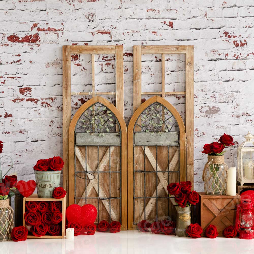 Kate Valentine's Day Backdrop Vintage Wood Grain Designed by Emetselch - Kate Backdrop AU