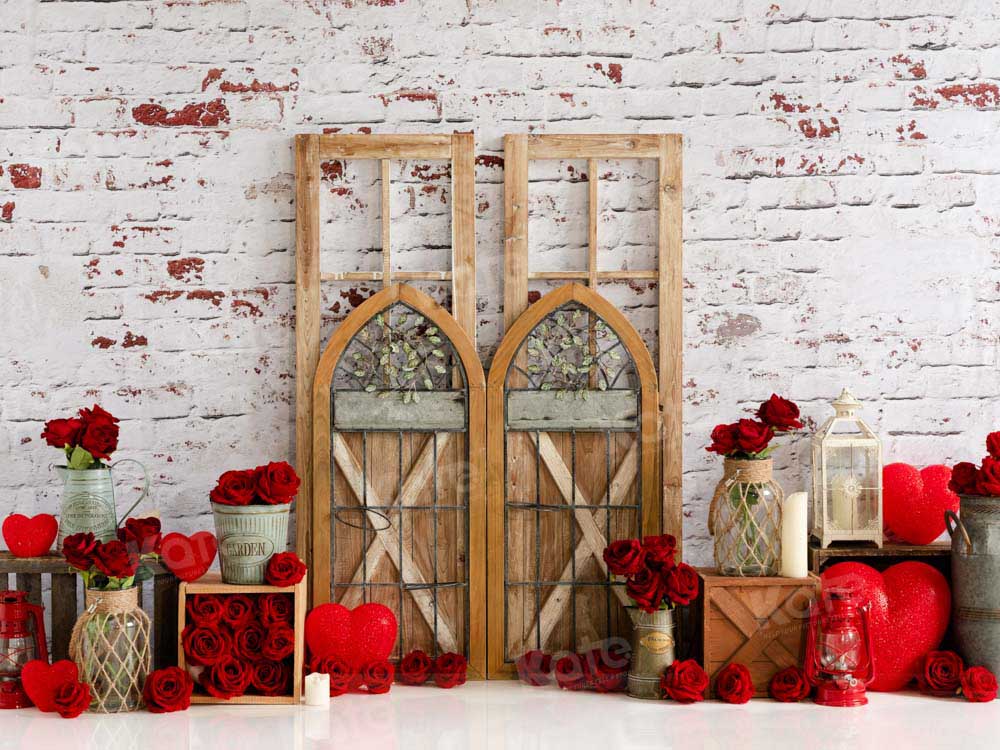 Kate Valentine's Day Backdrop Vintage Wood Grain Designed by Emetselch - Kate Backdrop AU