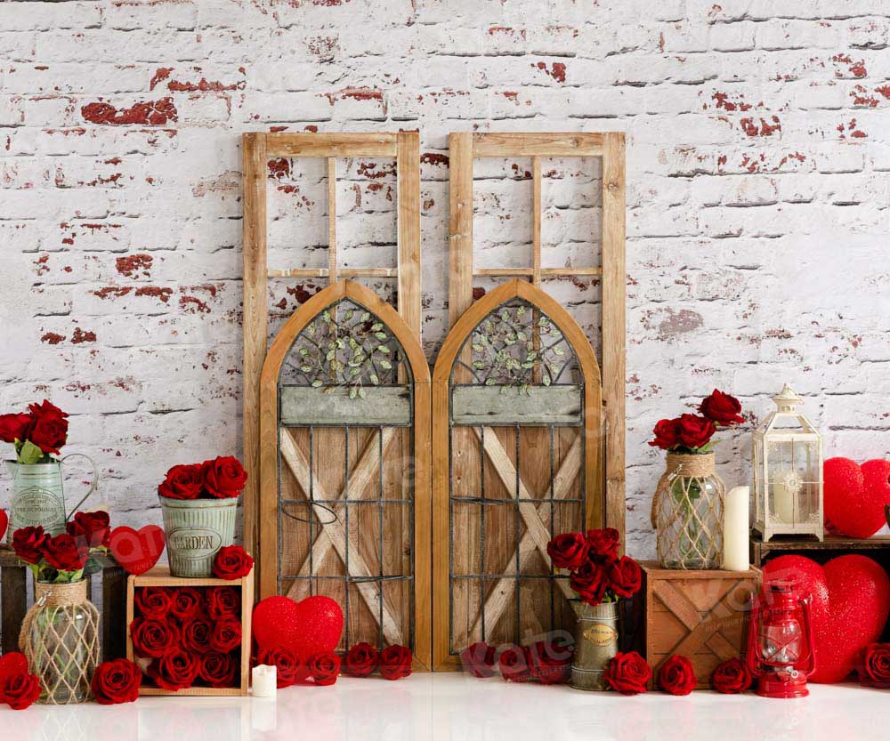 Kate Valentine's Day Backdrop Vintage Wood Grain Designed by Emetselch - Kate Backdrop AU