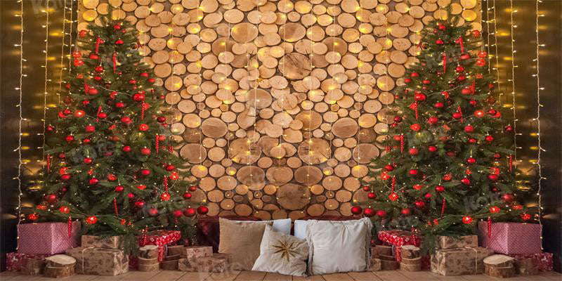 Kate Christmas Wood Trees Pillow Backdrop for Photography - Kate Backdrop AU