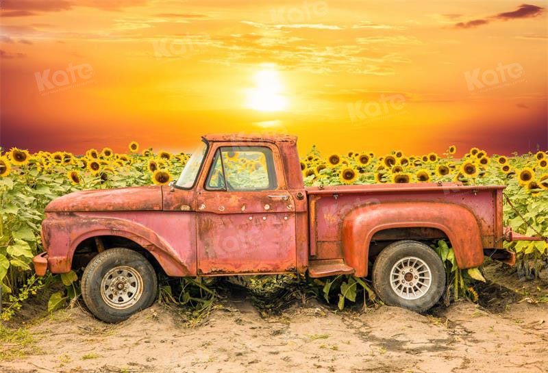 Kate Autumn Sunflower Farm Truck Backdrop for Photography