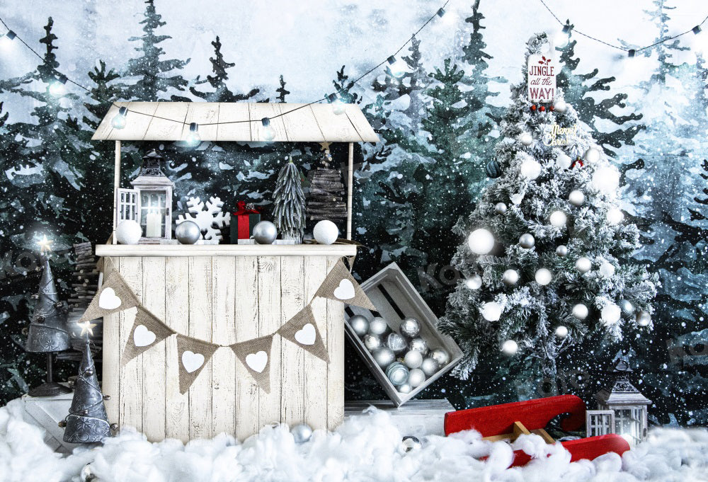 Kate Christmas Selling Trees Snow Backdrop for Photography - Kate Backdrop AU