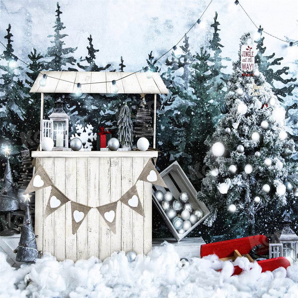 Kate Christmas Selling Trees Snow Backdrop for Photography - Kate Backdrop AU