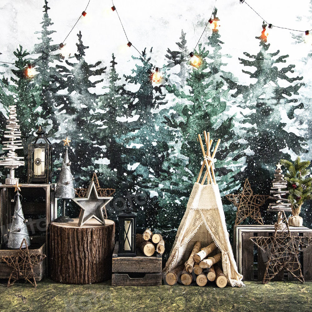 Kate Winter Jungle Backdrop Boho Tent Snow for Photography