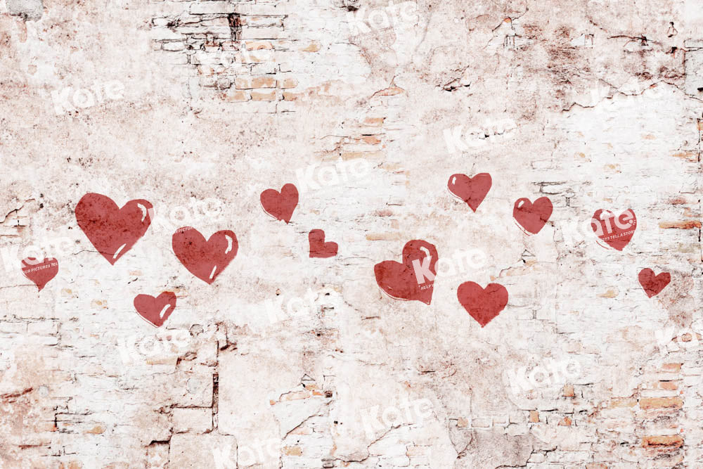 Kate Valentine Hearts Vintage Backdrop Shabby Wall Designed by Kate Image
