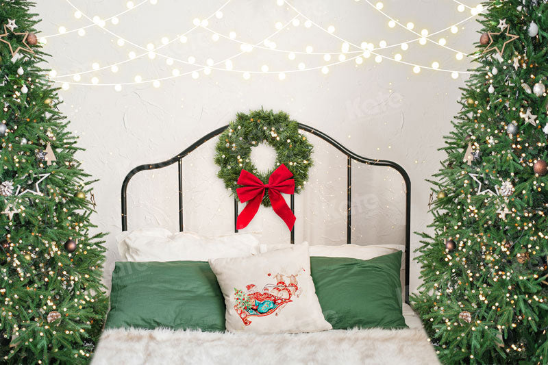 Kate Christmas Headboard Tree Pillows Backdrop for Photography - Kate Backdrop AU