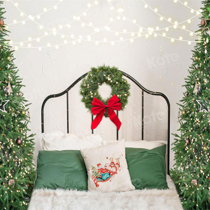 Kate Christmas Headboard Tree Pillows Backdrop for Photography - Kate Backdrop AU