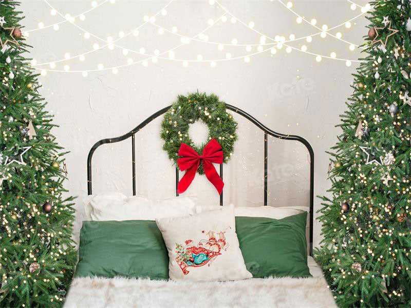 Kate Christmas Headboard Tree Pillows Backdrop for Photography - Kate Backdrop AU
