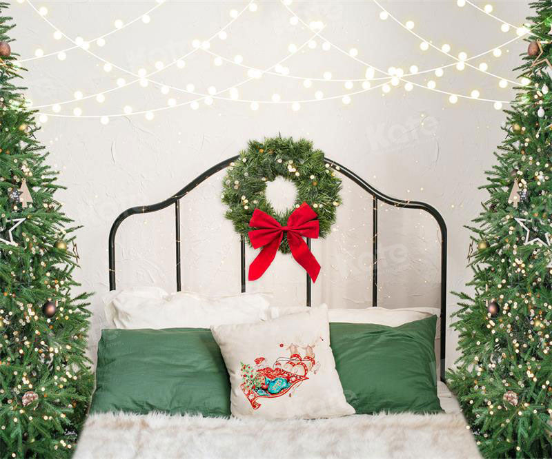 Kate Christmas Headboard Tree Pillows Backdrop for Photography - Kate Backdrop AU