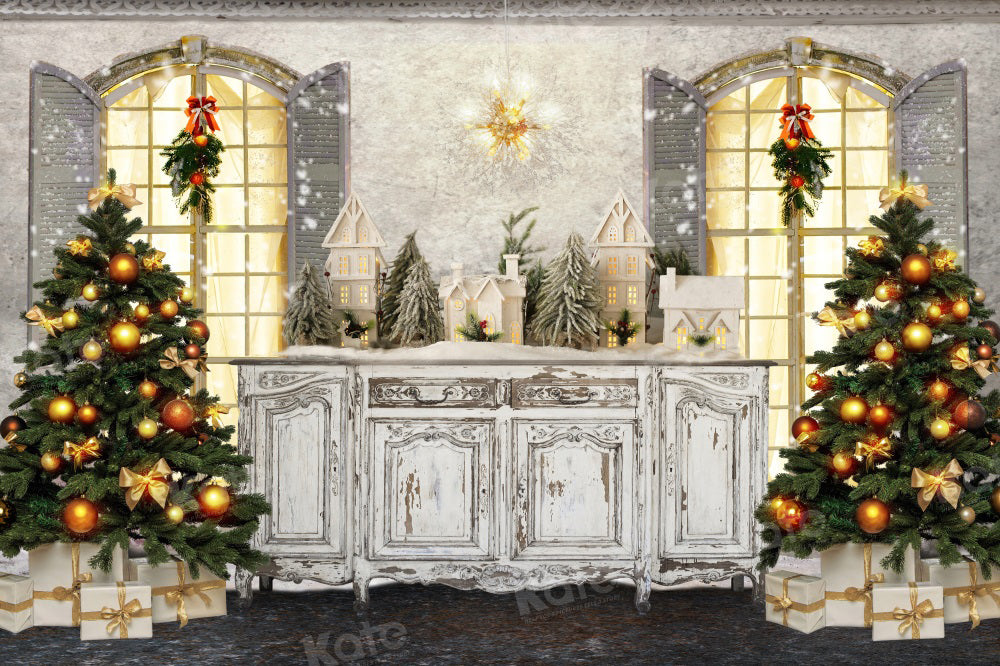 Kate Christmas Retro Cupboard Miniature Town Backdrop for Photography - Kate Backdrop AU
