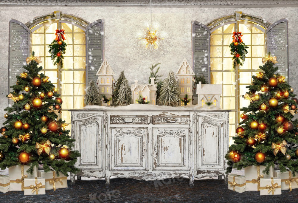 Kate Christmas Retro Cupboard Miniature Town Backdrop for Photography - Kate Backdrop AU