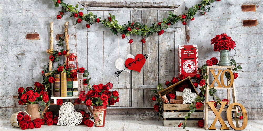 Kate Valentine Rose Backdrop Barn Door Designed by Emetselch - Kate Backdrop AU