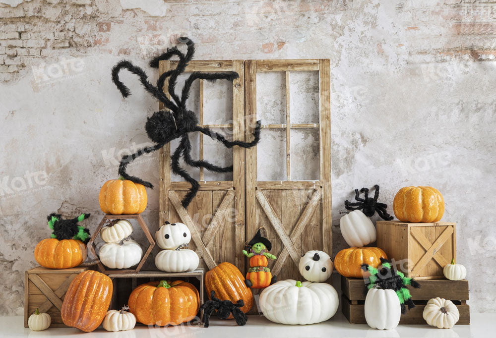 Kate Halloween Backdrop Pumpkin Spider Designed by Emetselch - Kate Backdrop AU