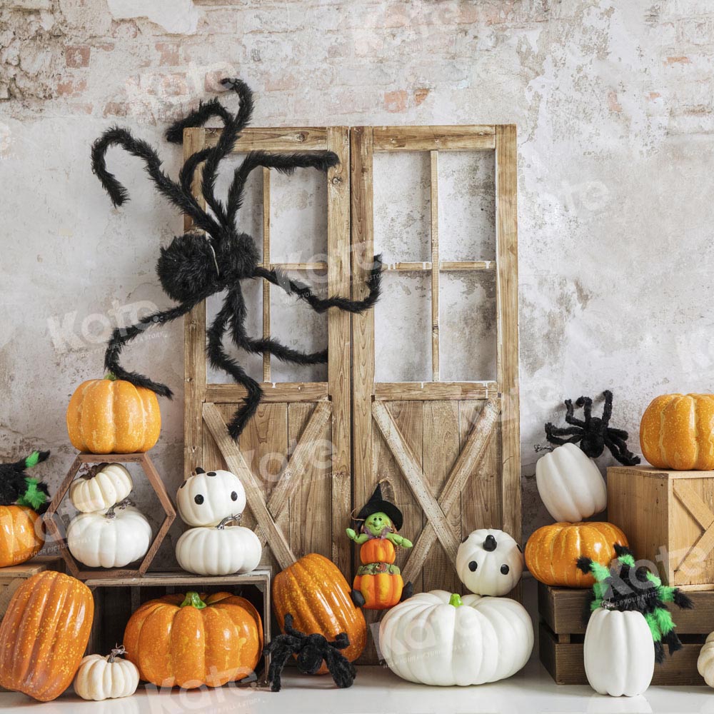 Kate Halloween Backdrop Pumpkin Spider Designed by Emetselch