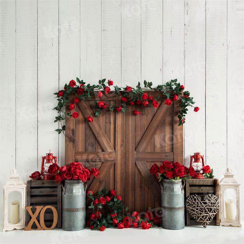 Kate Valentine's Day Barn Door Rose Backdrop for Photography - Kate Backdrop AU