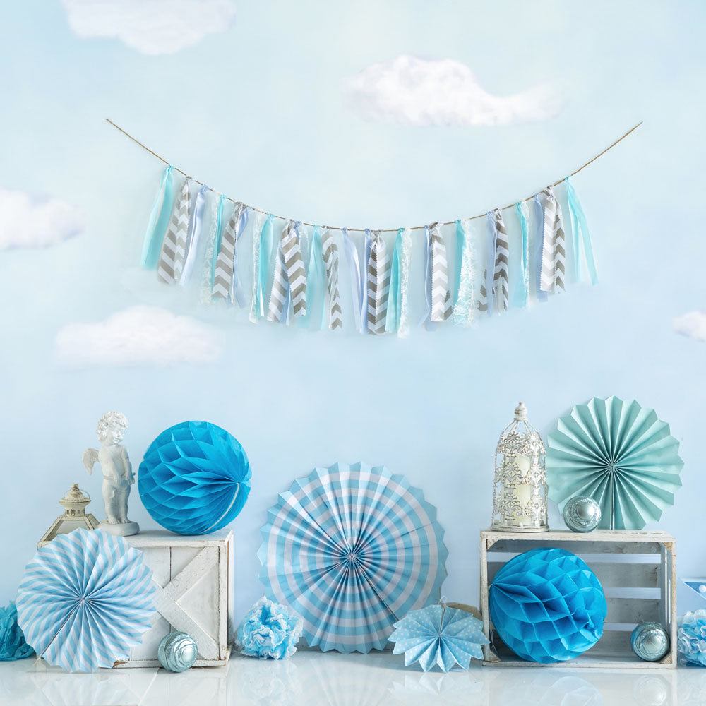 Kate Blue Birthday Backdrop Cake Smash Designed by Emetselch - Kate Backdrop AU