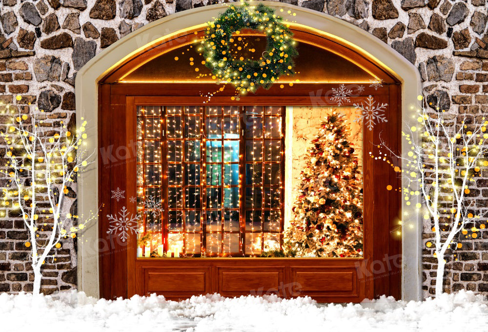 Kate Christmas Warm House Brick Wall Backdrop for Photography - Kate Backdrop AU