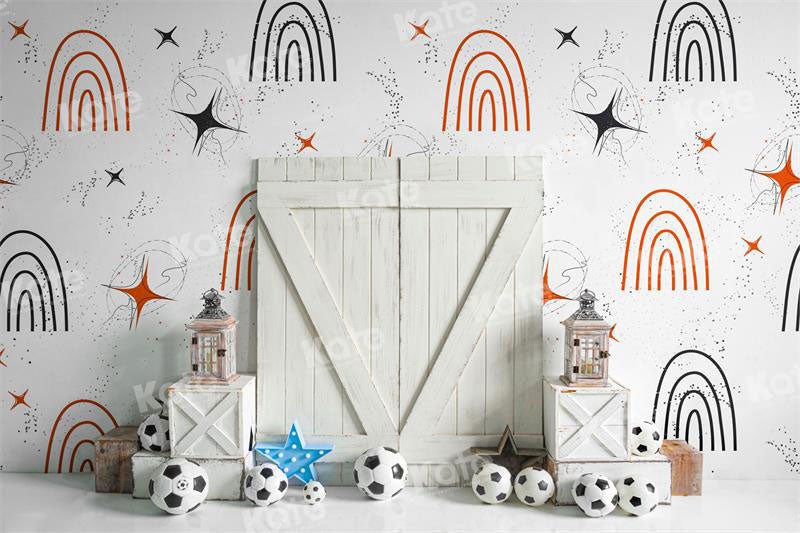 Kate Rainbow Football Birthday Boy Backdrop for Photography - Kate Backdrop AU
