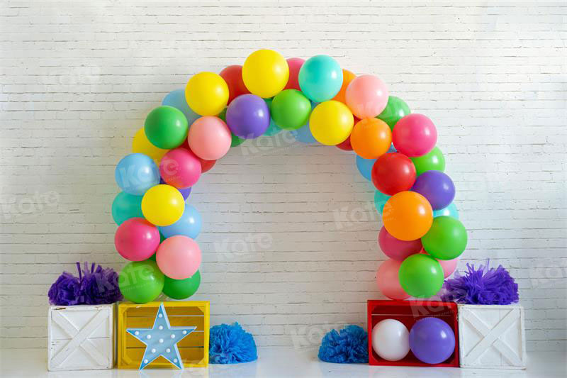 Kate Rainbow Balloon Backdrop Cake Smash for Photography - Kate Backdrop AU