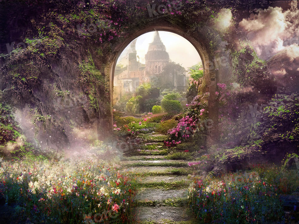 Kate Spring Magic Flower Garden Castle Backdrop for Photography - Kate Backdrop AU