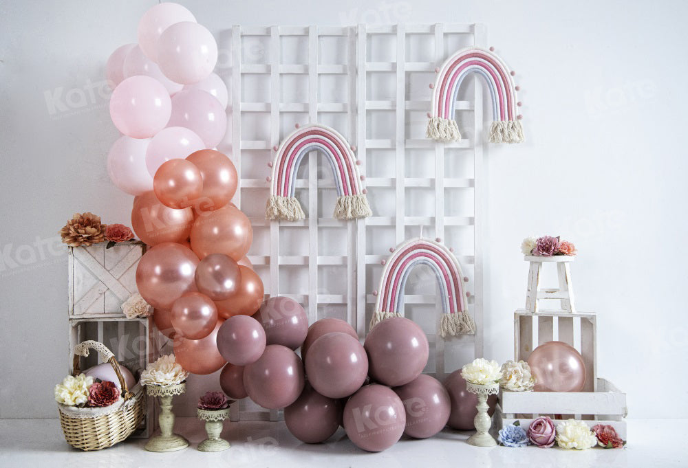 Kate Spring Boho Balloons Rainbow Backdrop Designed by Uta Mueller Photography - Kate Backdrop AU