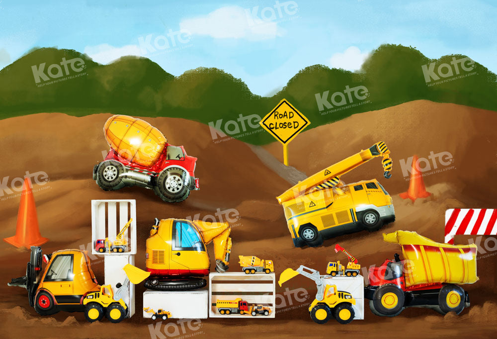 Kate Excavator Boy Backdrop Engineering Vehicle Designed by Emetselch