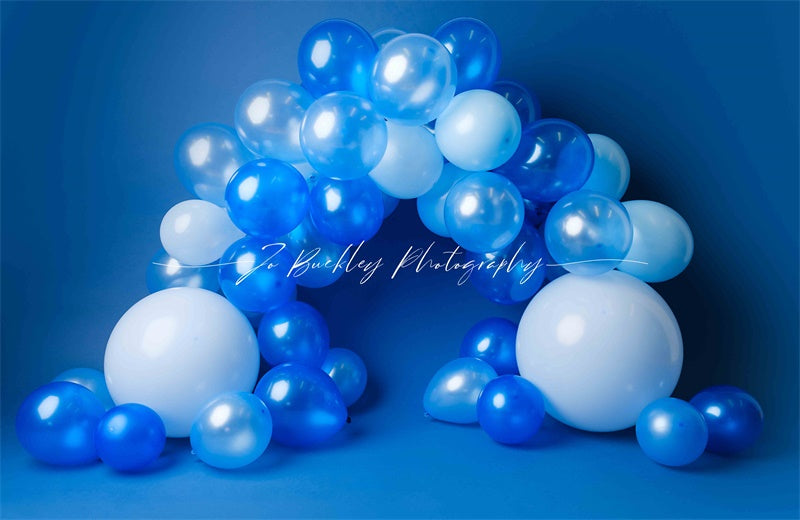 Kate Blue Balloon Cake Smash Backdrop Designed by Jo Buckley Photography - Kate Backdrop AU
