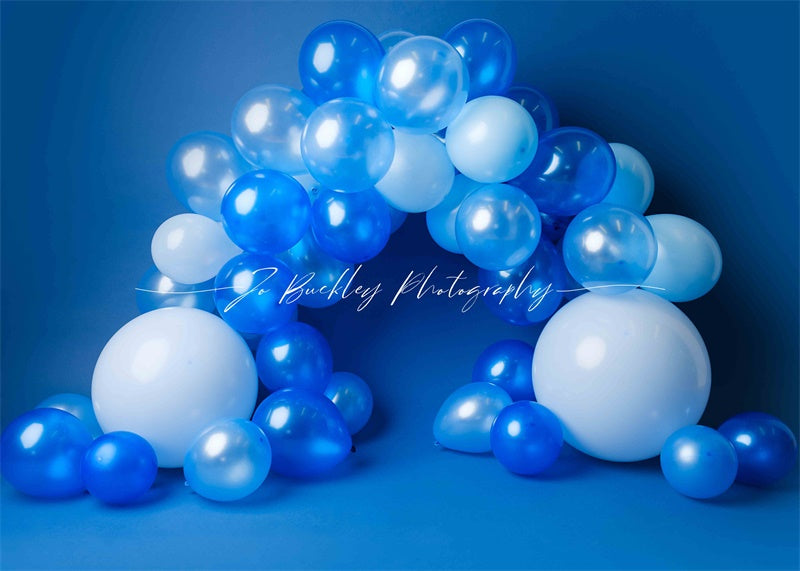 Kate Blue Balloon Cake Smash Backdrop Designed by Jo Buckley Photography - Kate Backdrop AU