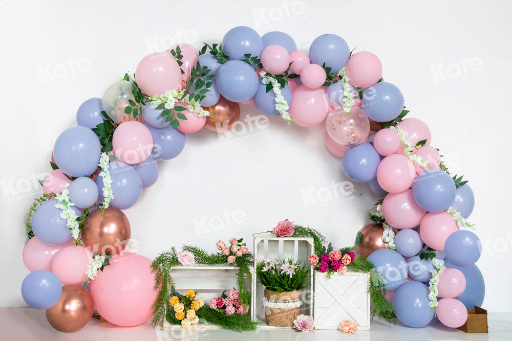 Kate Arched Balloon Backdrop Spring Flowers Cake Smash Designed by Emetselch