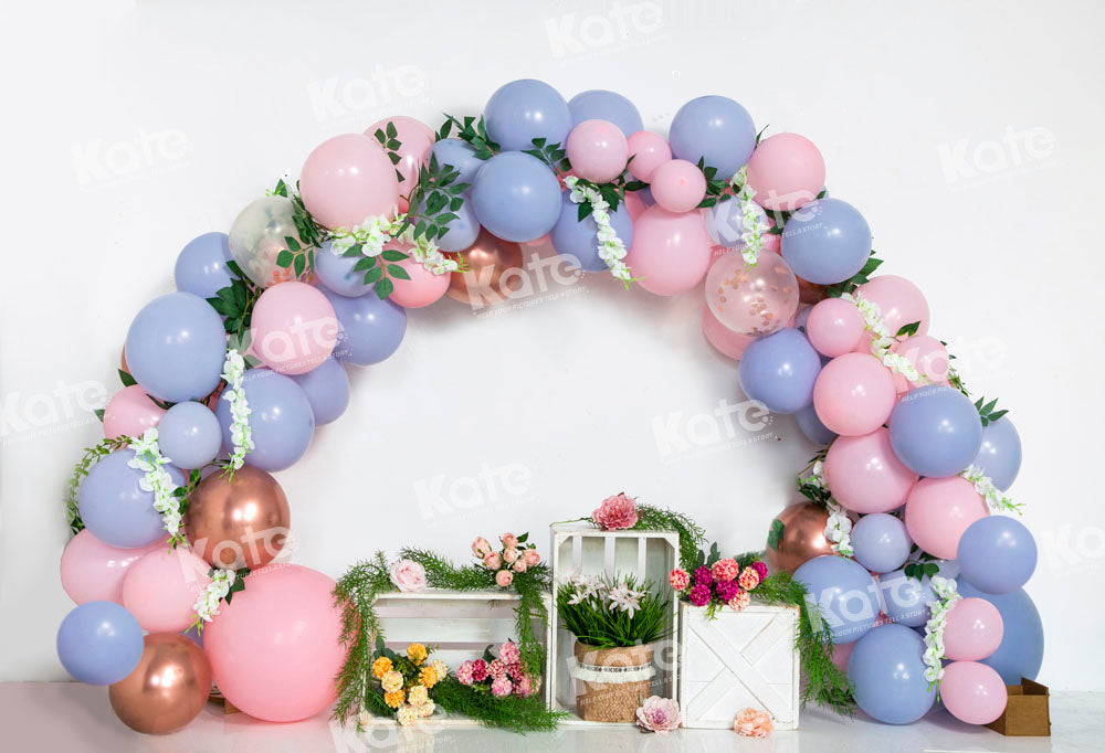 Kate Arched Balloon Backdrop Spring Flowers Cake Smash Designed by Emetselch