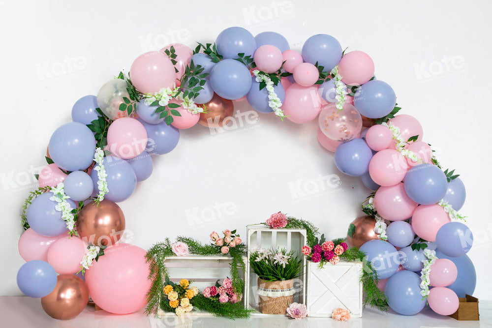 Kate Arched Balloon Backdrop Spring Flowers Cake Smash Designed by Emetselch