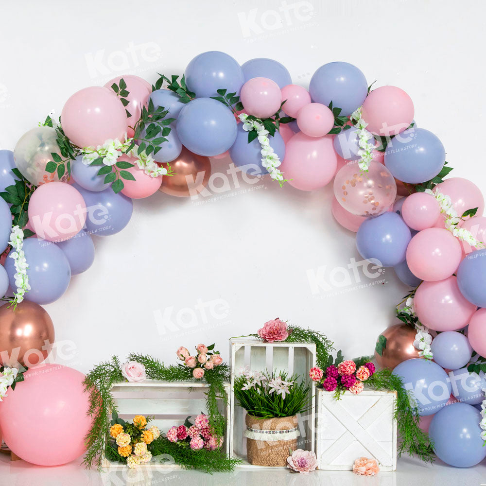 Kate Arched Balloon Backdrop Spring Flowers Cake Smash Designed by Emetselch - Kate Backdrop AU