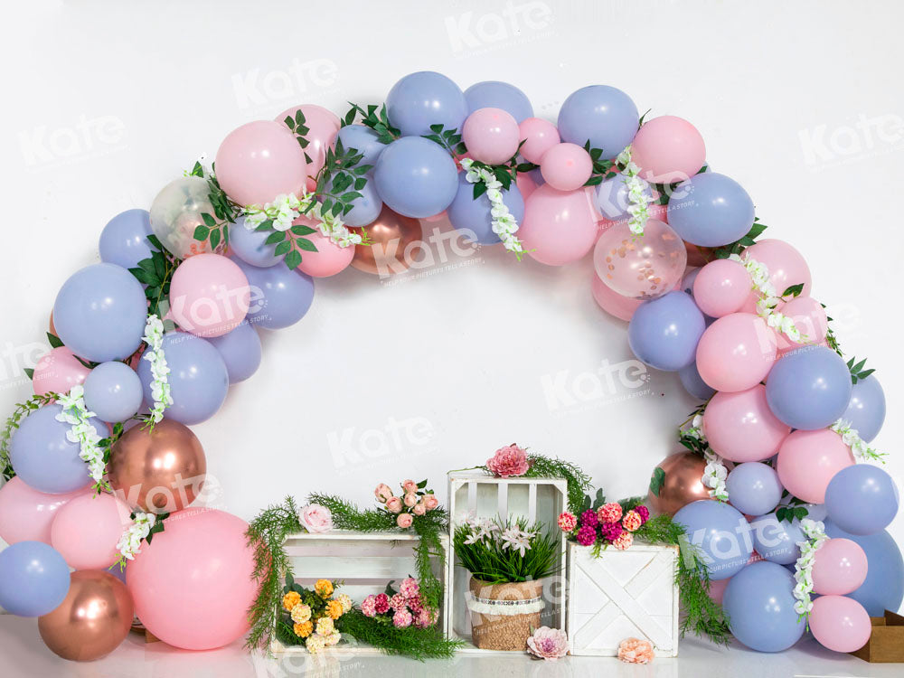 Kate Arched Balloon Backdrop Spring Flowers Cake Smash Designed by Emetselch