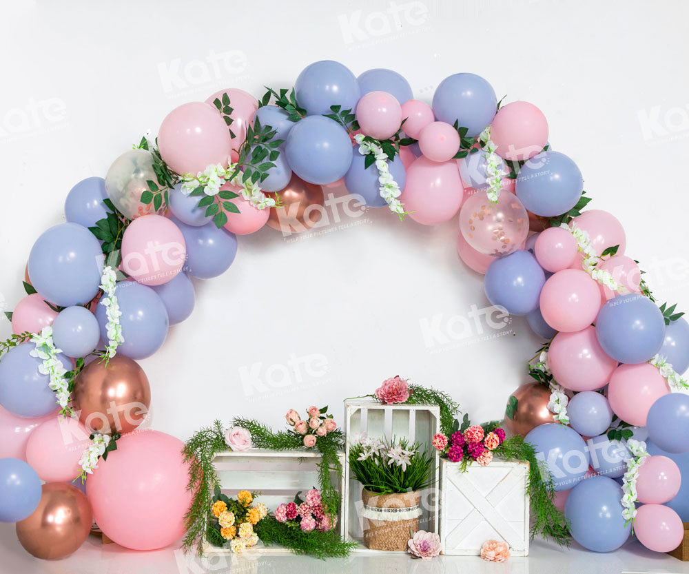 Kate Arched Balloon Backdrop Spring Flowers Cake Smash Designed by Emetselch