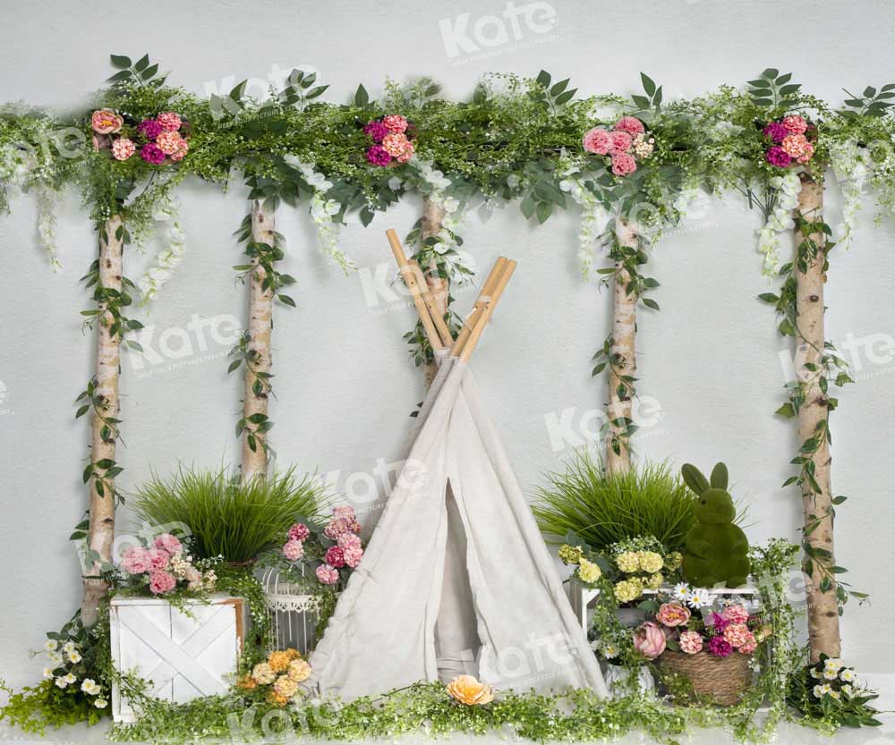 Kate Tree Vine Grass Tent Backdrop Spring Flowers Designed by Emetselch