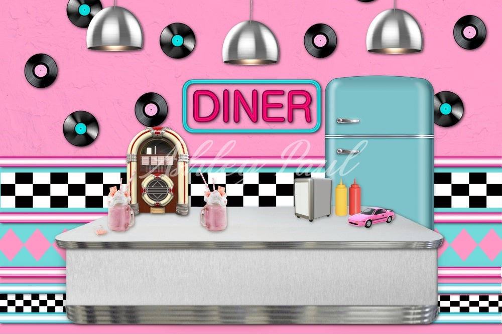 Kate Pink Diner Backdrop Designed by Ashley Paul - Kate Backdrop AU