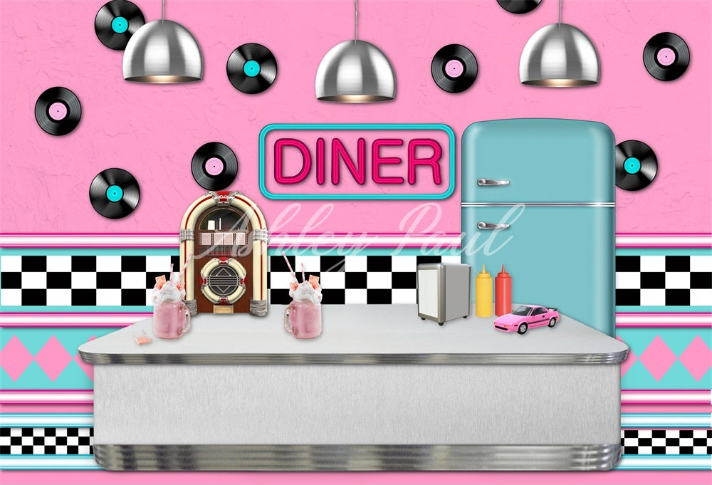 Kate Pink Diner Backdrop Designed by Ashley Paul - Kate Backdrop AU