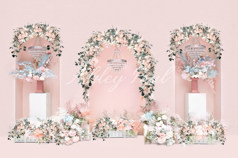 Kate Floral Pink Elegant Wall Backdrop Designed by Ashley Paul