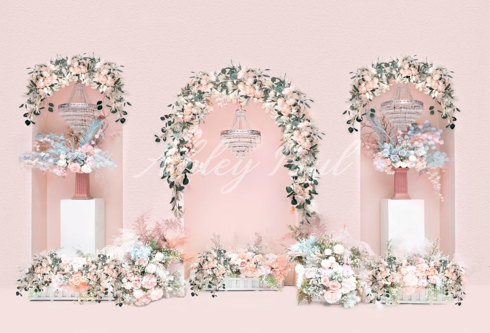 Kate Floral Pink Elegant Wall Backdrop Designed by Ashley Paul