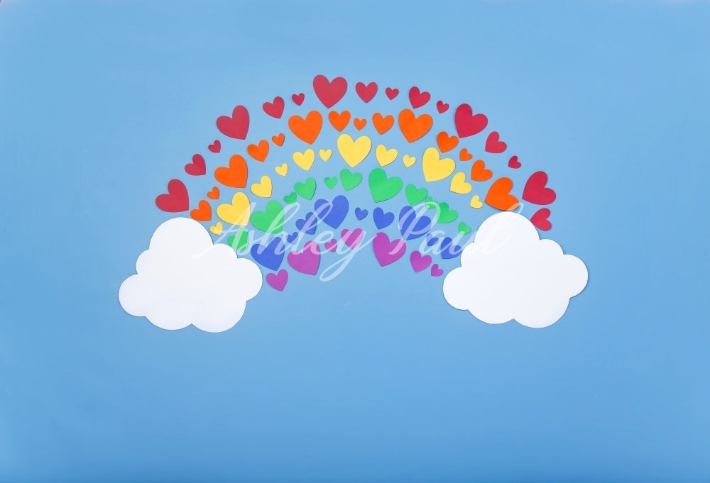 Kate Heart Rainbow Backdrop Blue Designed by Ashley Paul - Kate Backdrop AU