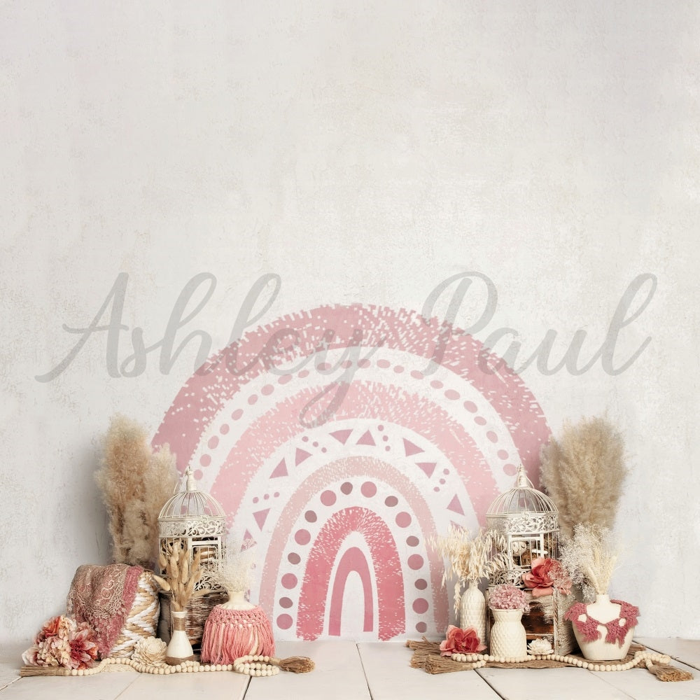 Kate Rainbow Boho Backdrop Cake Smash Designed by Ashley Paul - Kate Backdrop AU