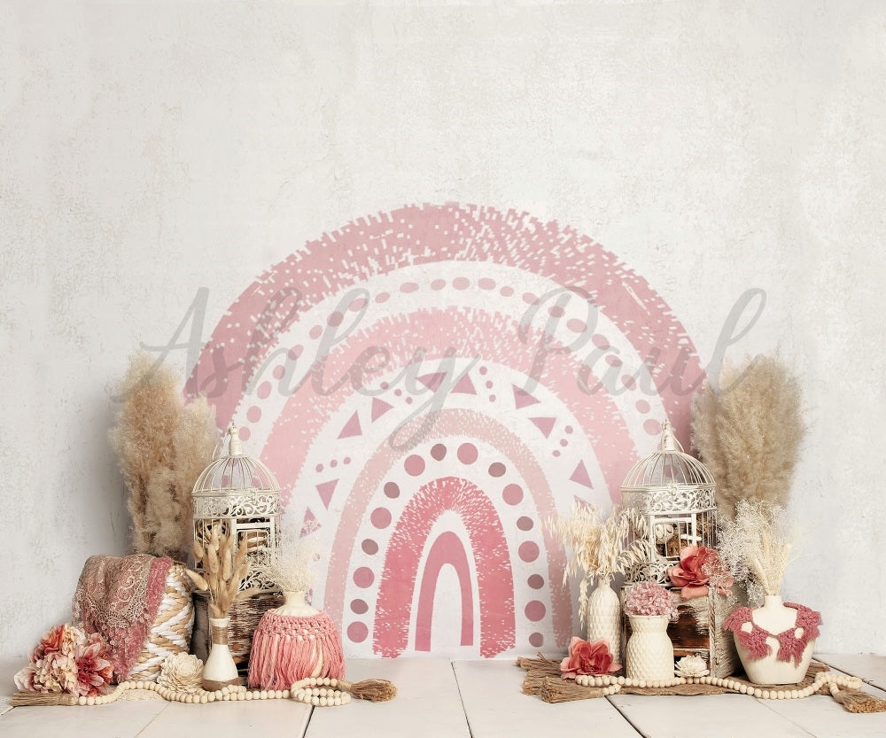 Kate Rainbow Boho Backdrop Cake Smash Designed by Ashley Paul - Kate Backdrop AU