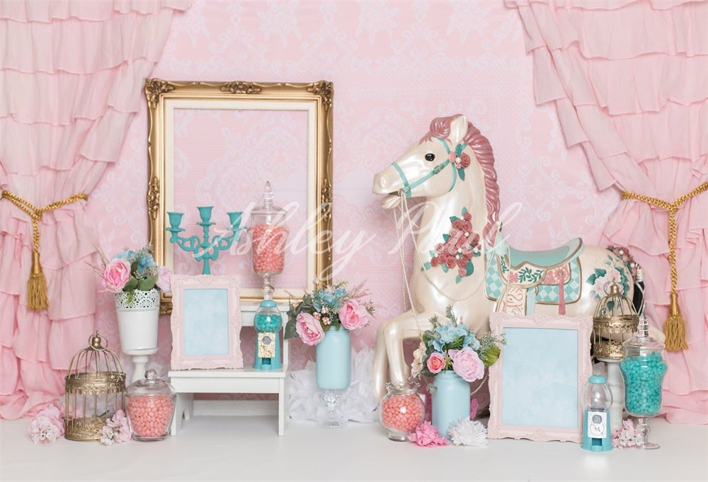 Kate Girl Room Pink Curtains Backdrop Designed by Ashley Paul - Kate Backdrop AU