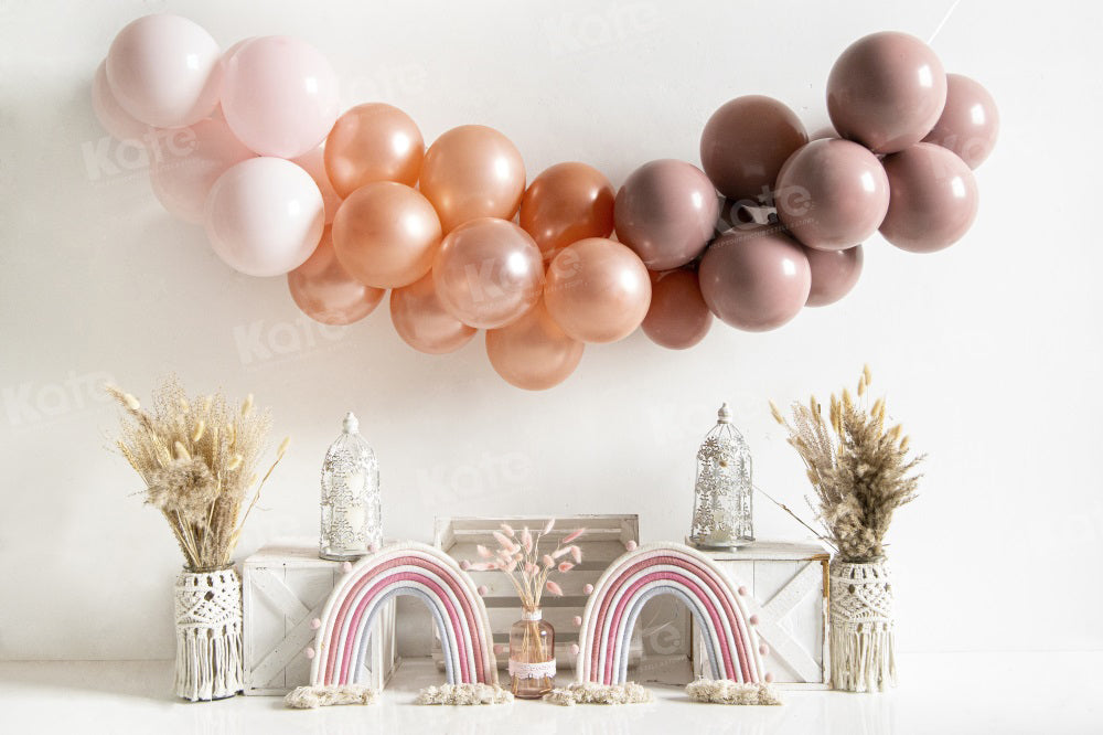 Kate Balloon Rainbow Backdrop Cake Smash Boho for Photography