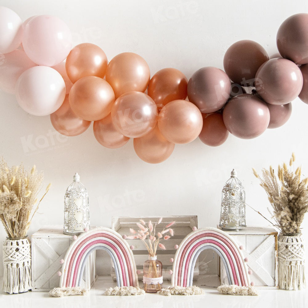Kate Balloon Rainbow Backdrop Cake Smash Boho for Photography - Kate Backdrop AU
