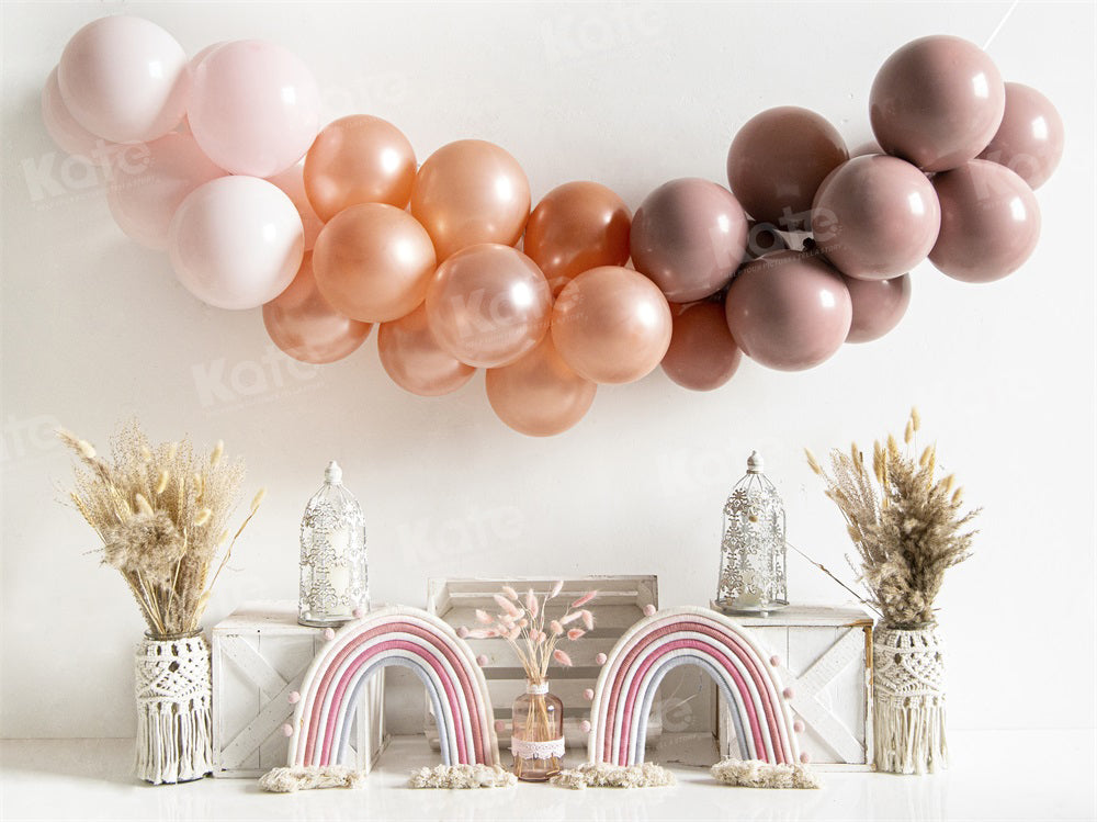 Kate Balloon Rainbow Backdrop Cake Smash Boho for Photography - Kate Backdrop AU