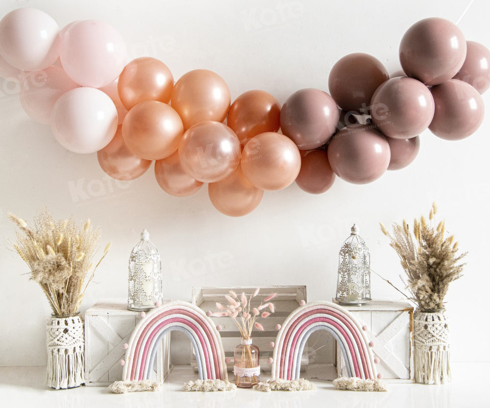 Kate Balloon Rainbow Backdrop Cake Smash Boho for Photography - Kate Backdrop AU